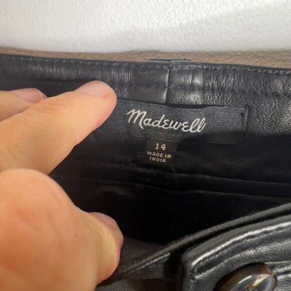 Madewell Womens $498 Leather Midi Skirt Black Size 14 NN408 - Picture 11 of 11